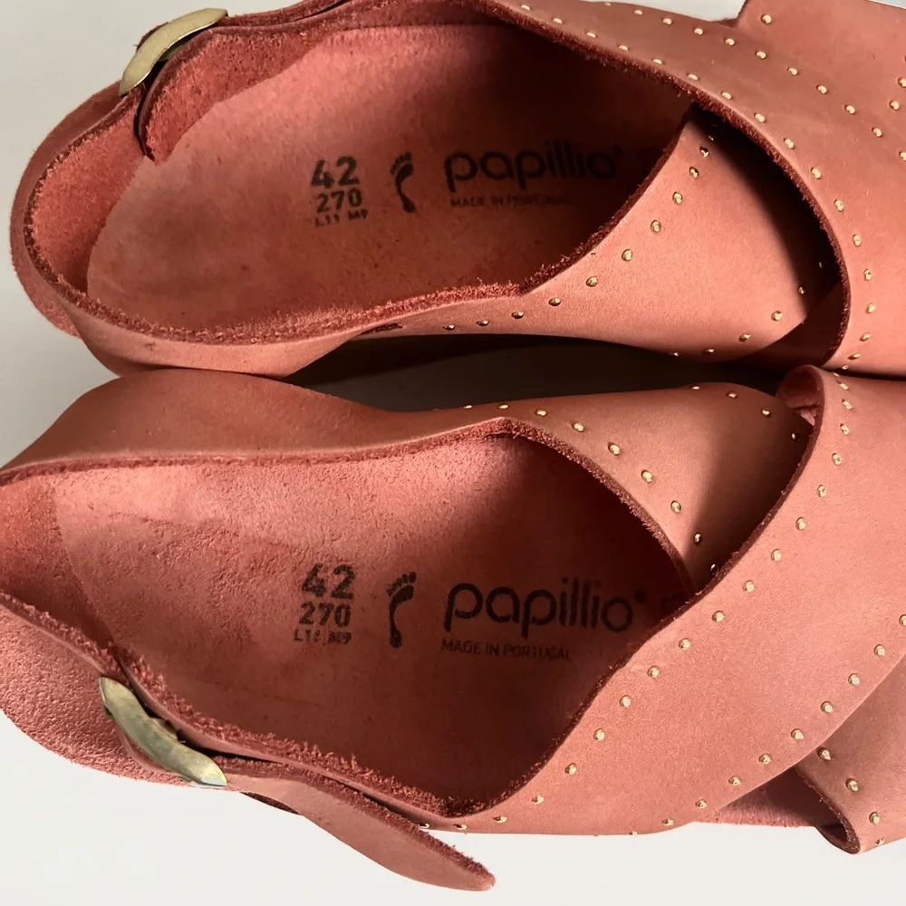 Papillio by Birkenstock Coral Leather Samira Wedge Slingback Sandals 11